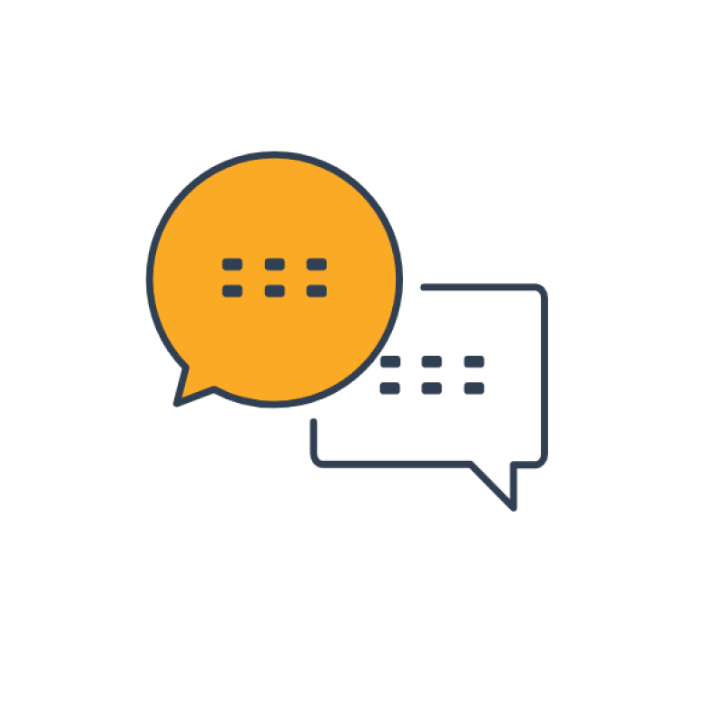 This icon shows two speech bubbles overlapping each other representing a conversation between two people