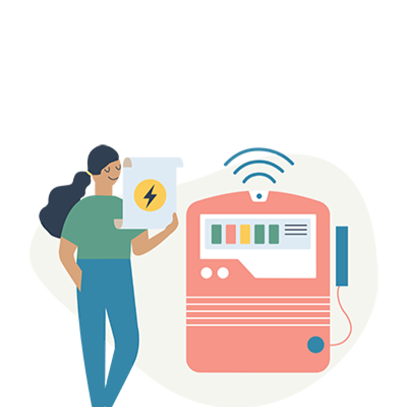 Illustration of person with bill and smart meter