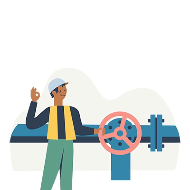 illustration of a person with gas infrastructure