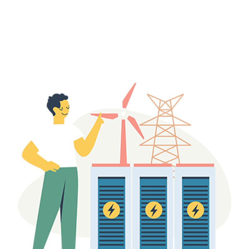 illustration of a person with network infrastructure