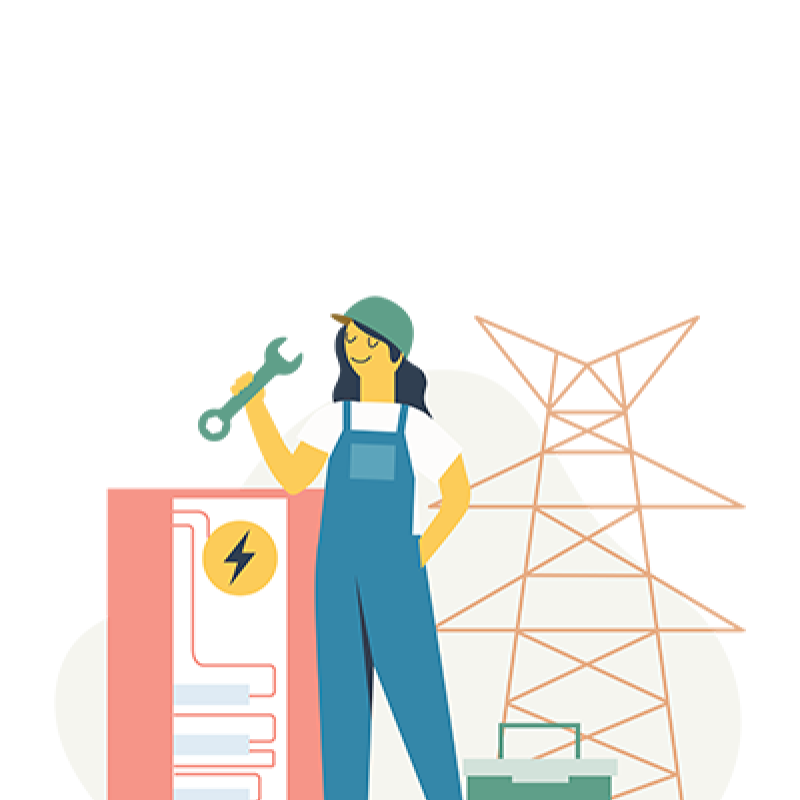 illustration of a person with transmission infrastructure