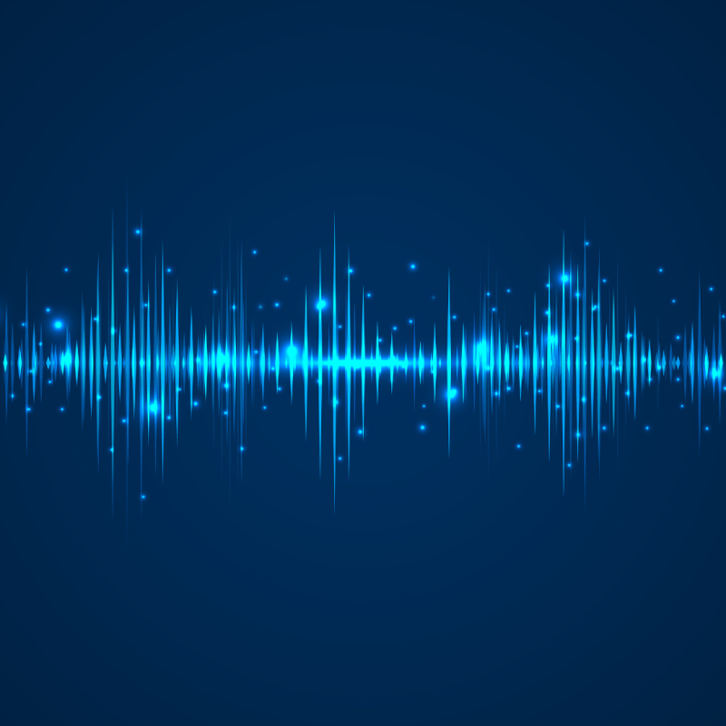 An image of blue radio waves going up and down to indicate someone is talking on the radio.