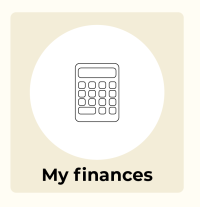 A line drawing of a calculator with the words 'my finances' written underneath.