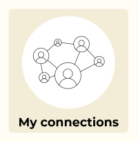 an illustration of a network of people with the words 'My connections' written underneath.
