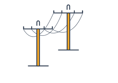 This icon show two transmission towers connected together by wires
