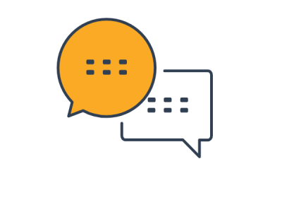 This icon shows two speech bubbles overlapping each other representing a conversation between two people