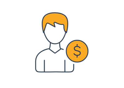 A drawing of a person with a dollar sign symbol next to them