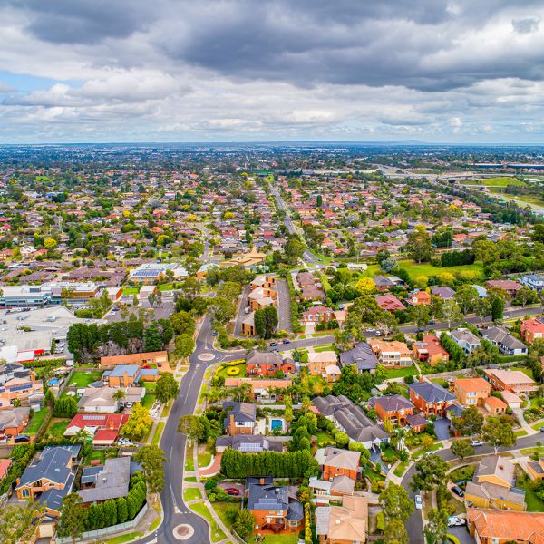 Aerial view of an Australian suburb